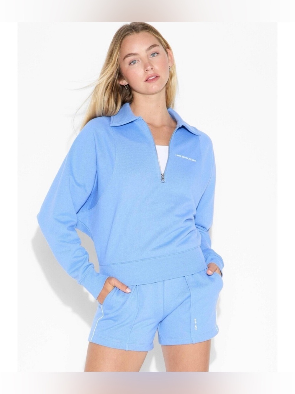 NWT-Medium  Half-Zip 
Oversized Cropped Sweatshirt 
- I love sports, no joke.'